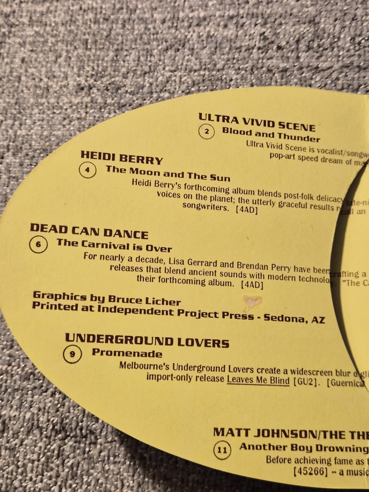 (326) 4AD Retail Sampler CD Spring 1993 Promo Not for Sale PRO-CD-6055 Rare OOP