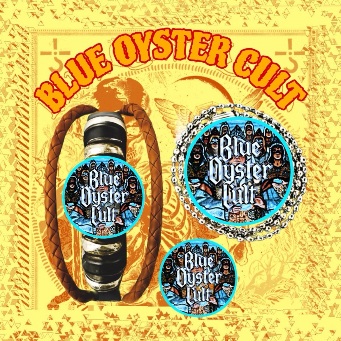 BLUE OYSTER CULT🇺🇸BLUE CULT PEOPLE 🎸 BRACELET ➕NECKLACE ➕PIN 🇺🇸