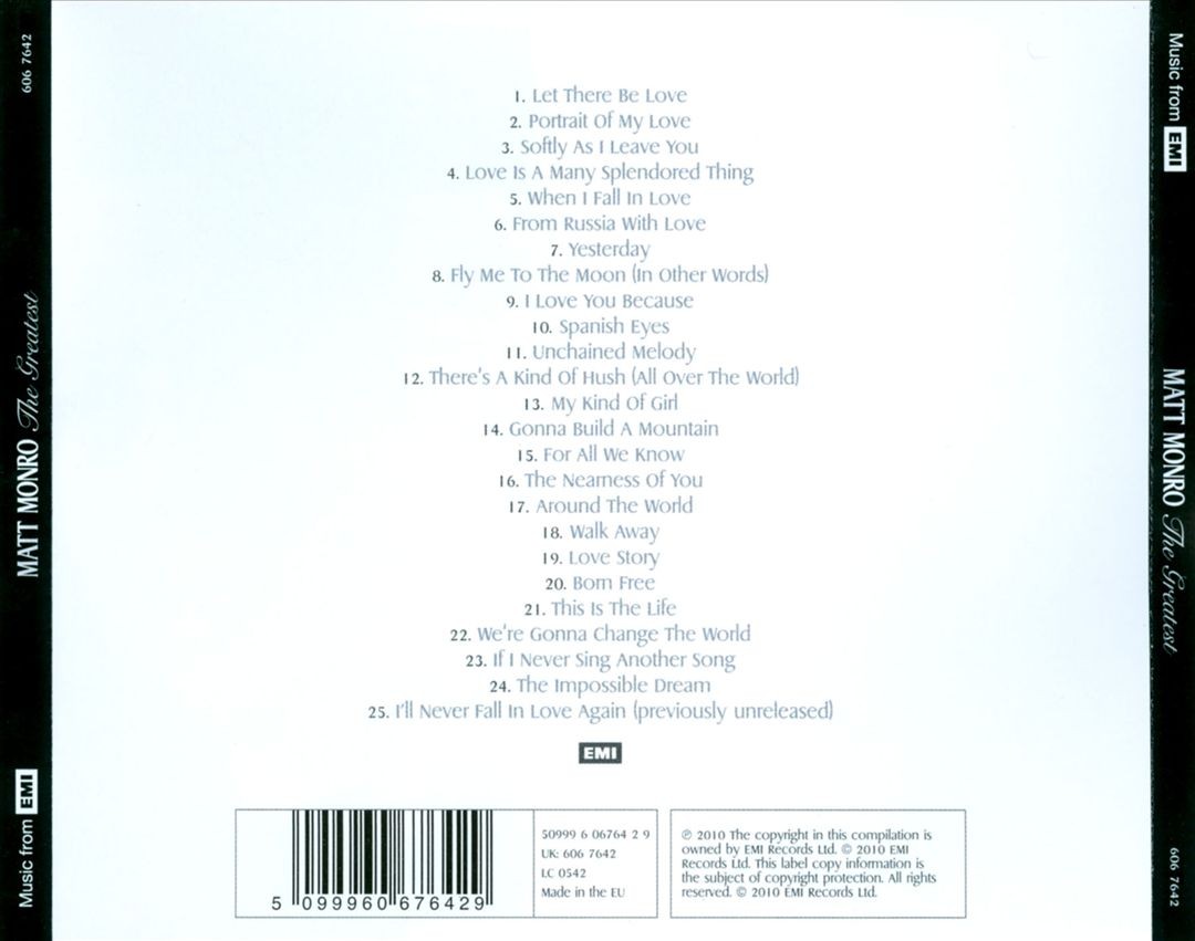 MATT MONRO GREATEST NEW CD