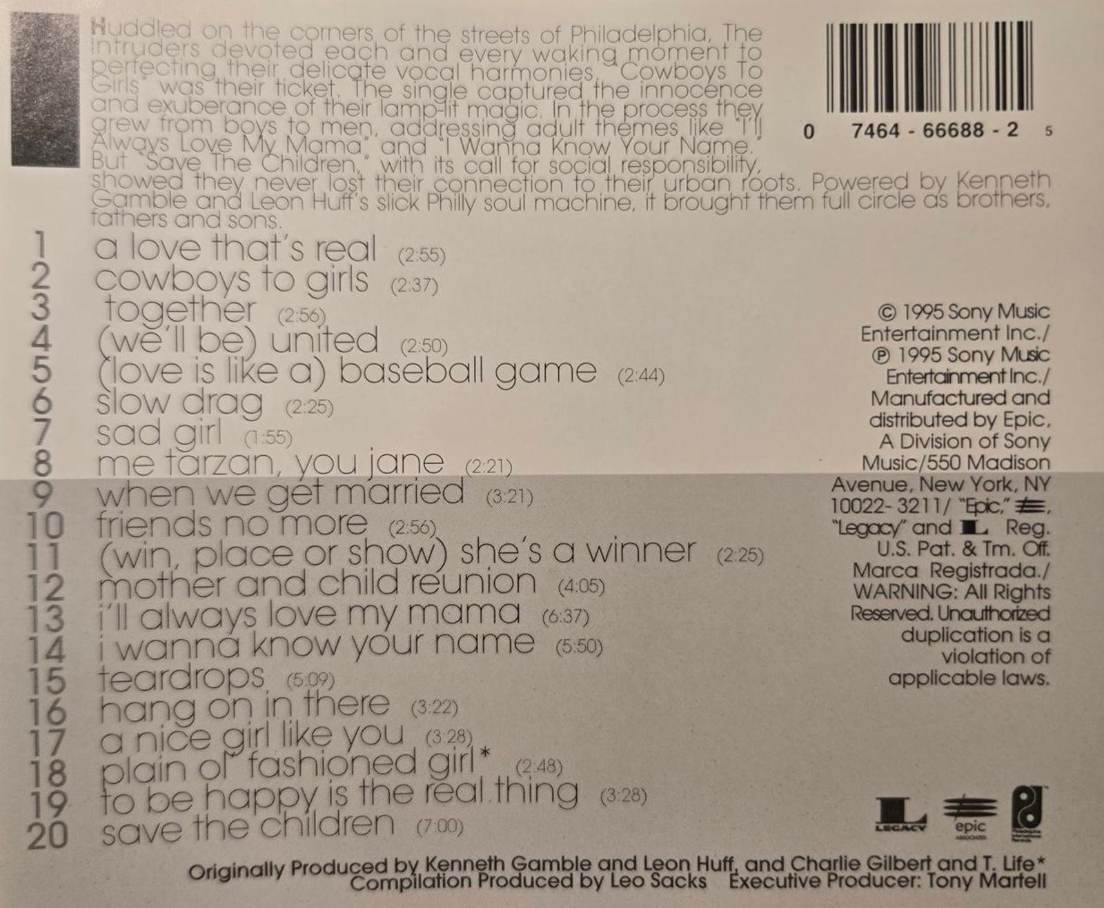 Cowboys to Girls: The Best of The Intruders CD