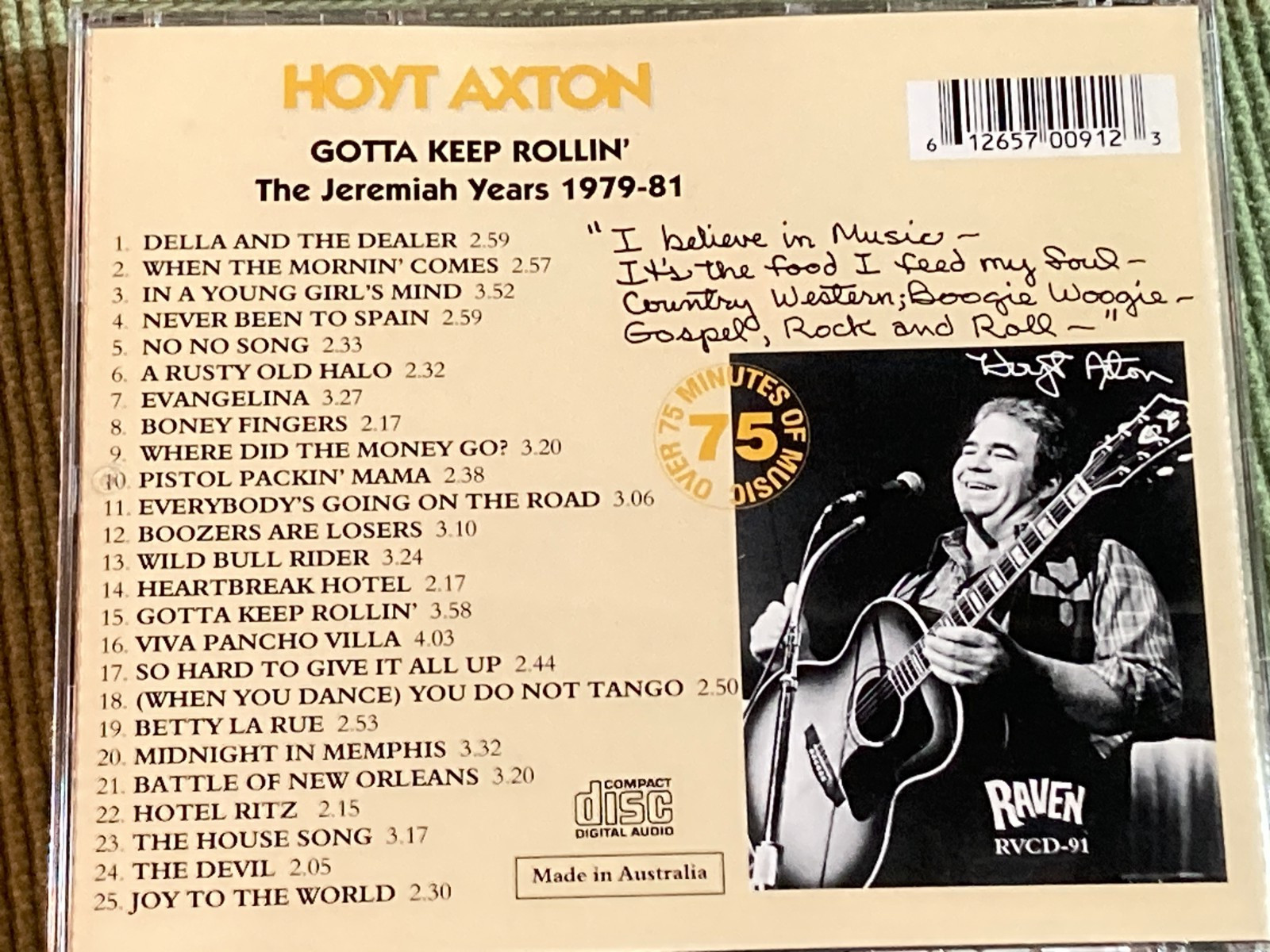 HOYT AXTON GOTTA KEEP ROLLIN' THE JEREMIAH YEARS 1979-1981 (25 TRACK IMPORT CD)