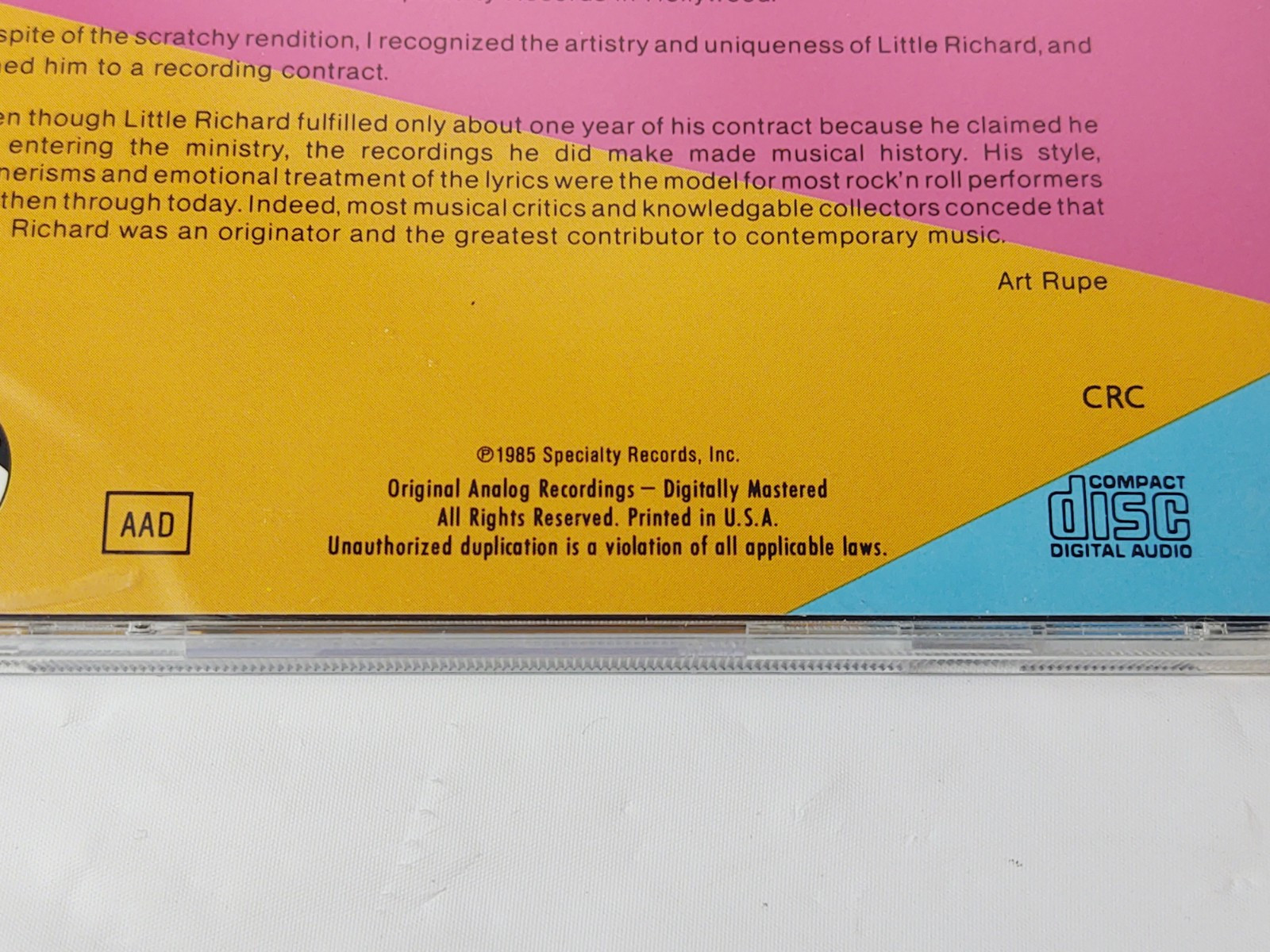 The Essential Little Richard CD 1985 Specialty Records USA Vintage Rock And Roll