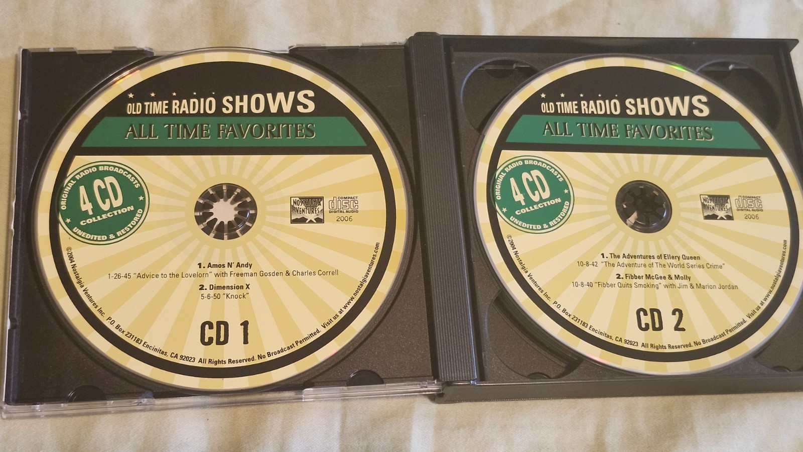Lot of 2 CD Sets: Old Time Radio Shows: Detectives & All Time Favorites-preowned