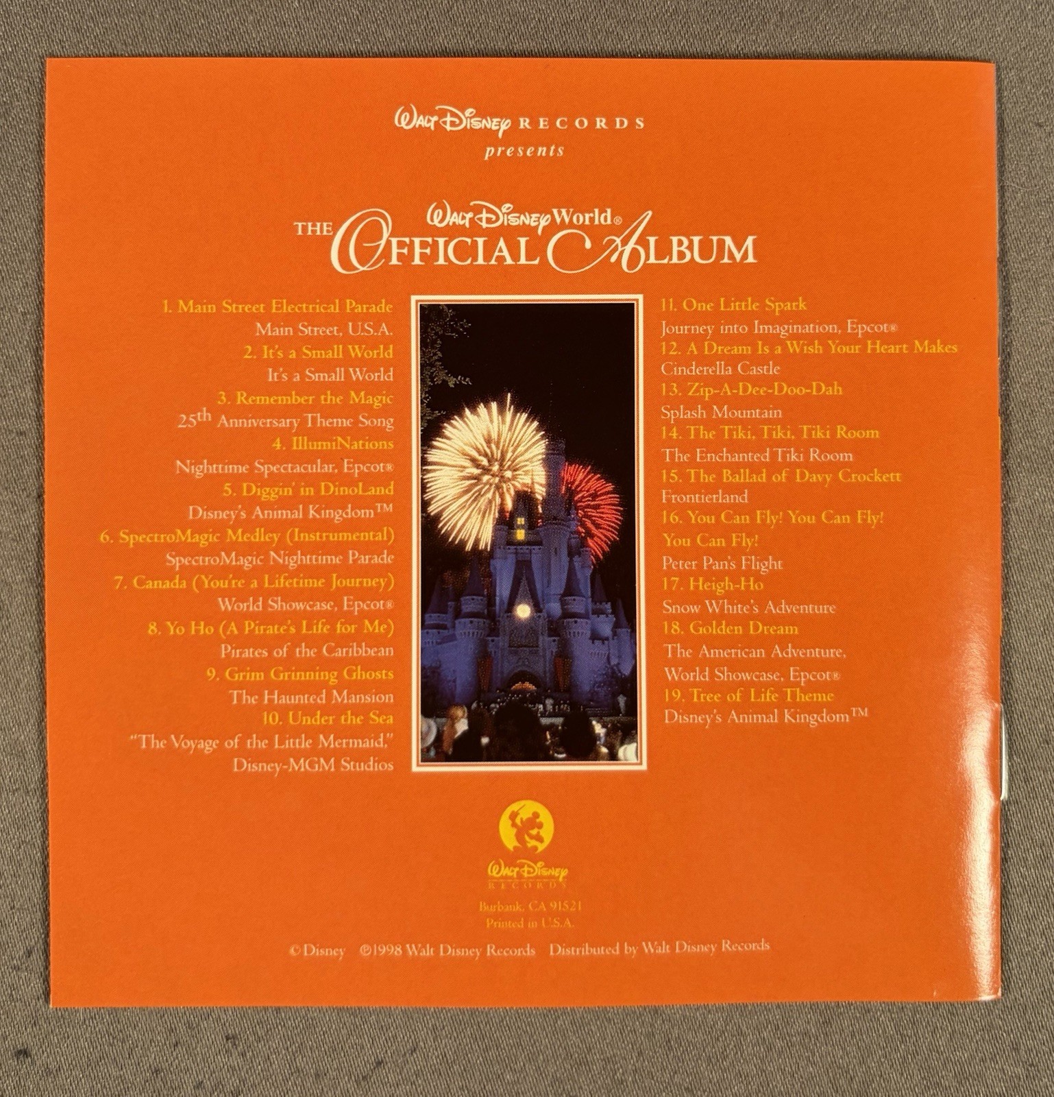 Walt Disney Records Presents - Walt Disney World The Official Album (CD, 1998)