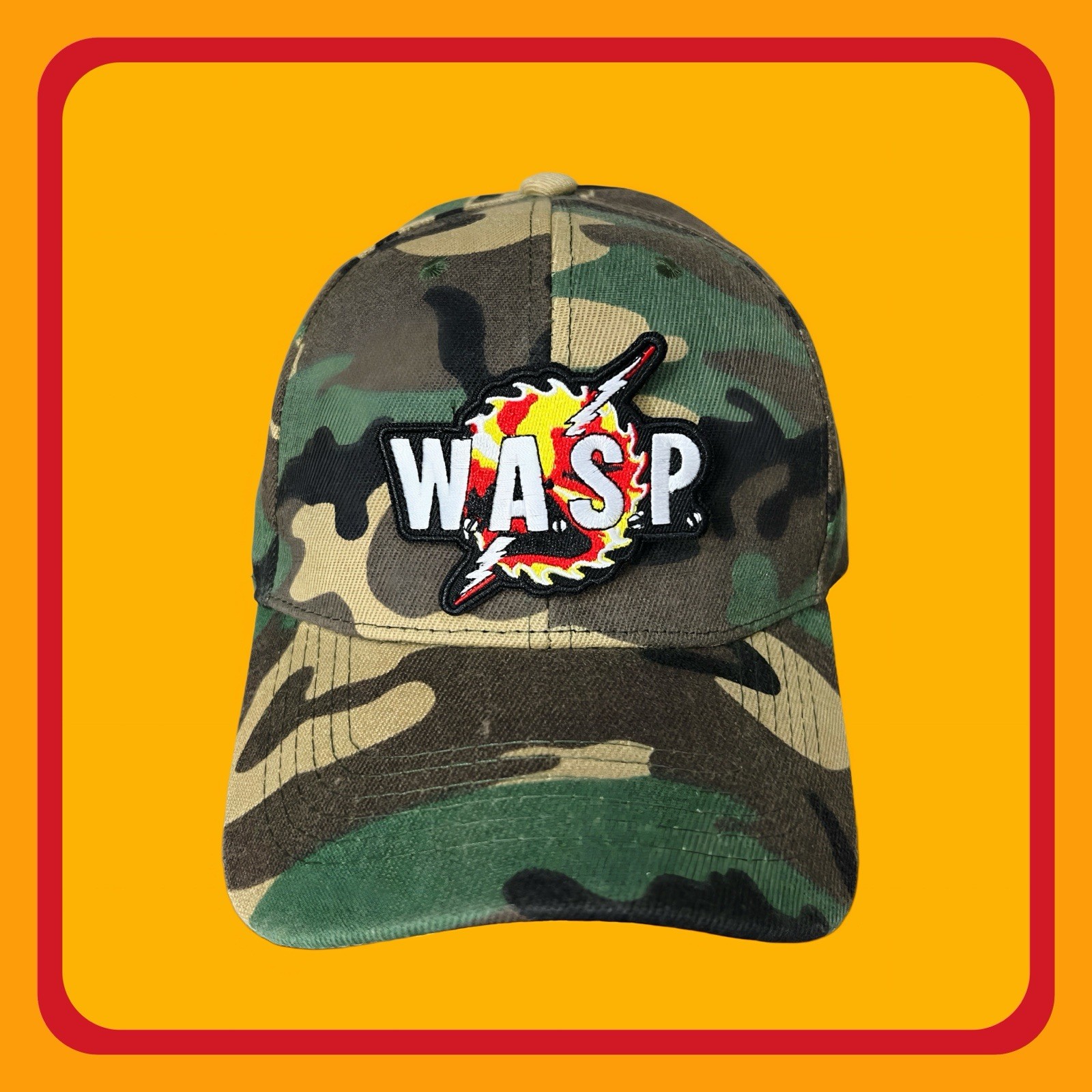 W.A.S.P. 🐝 WASP 🐝 NEW MODERN PATCHED REGULAR CAMO HAT 🇺🇸 VELCROBACK🇺🇸