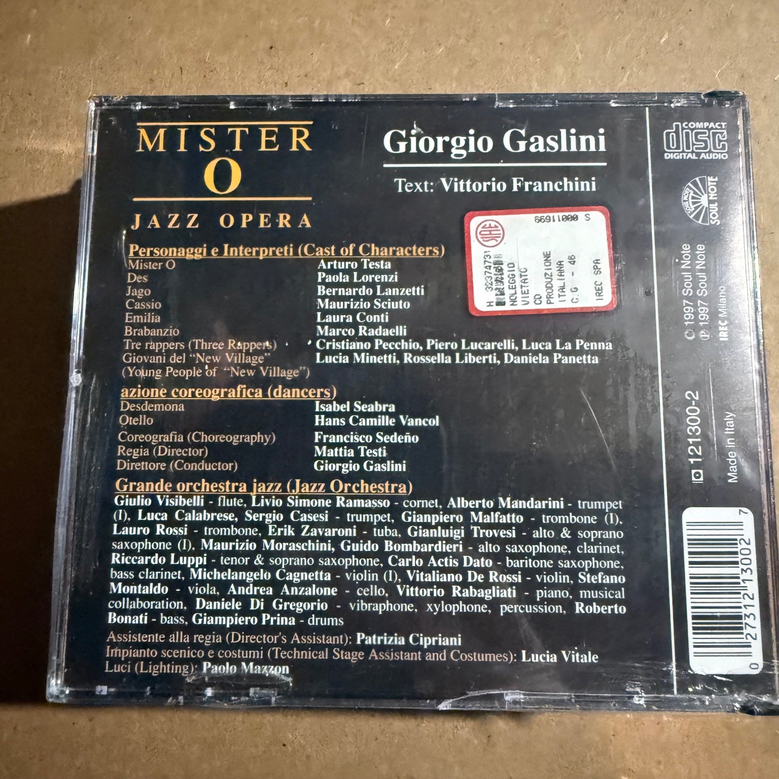 Giorgio Gaslini – Mister O CD 1997 Jazz Opera Soul Note