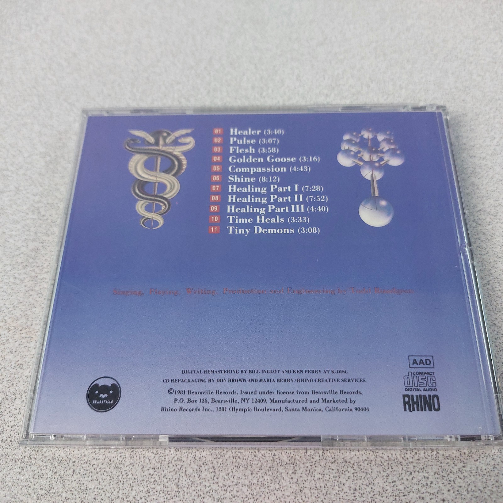 CD Todd Rundgren Healing Album Remaster 1987 US RNCD70874 Rhino LN READ