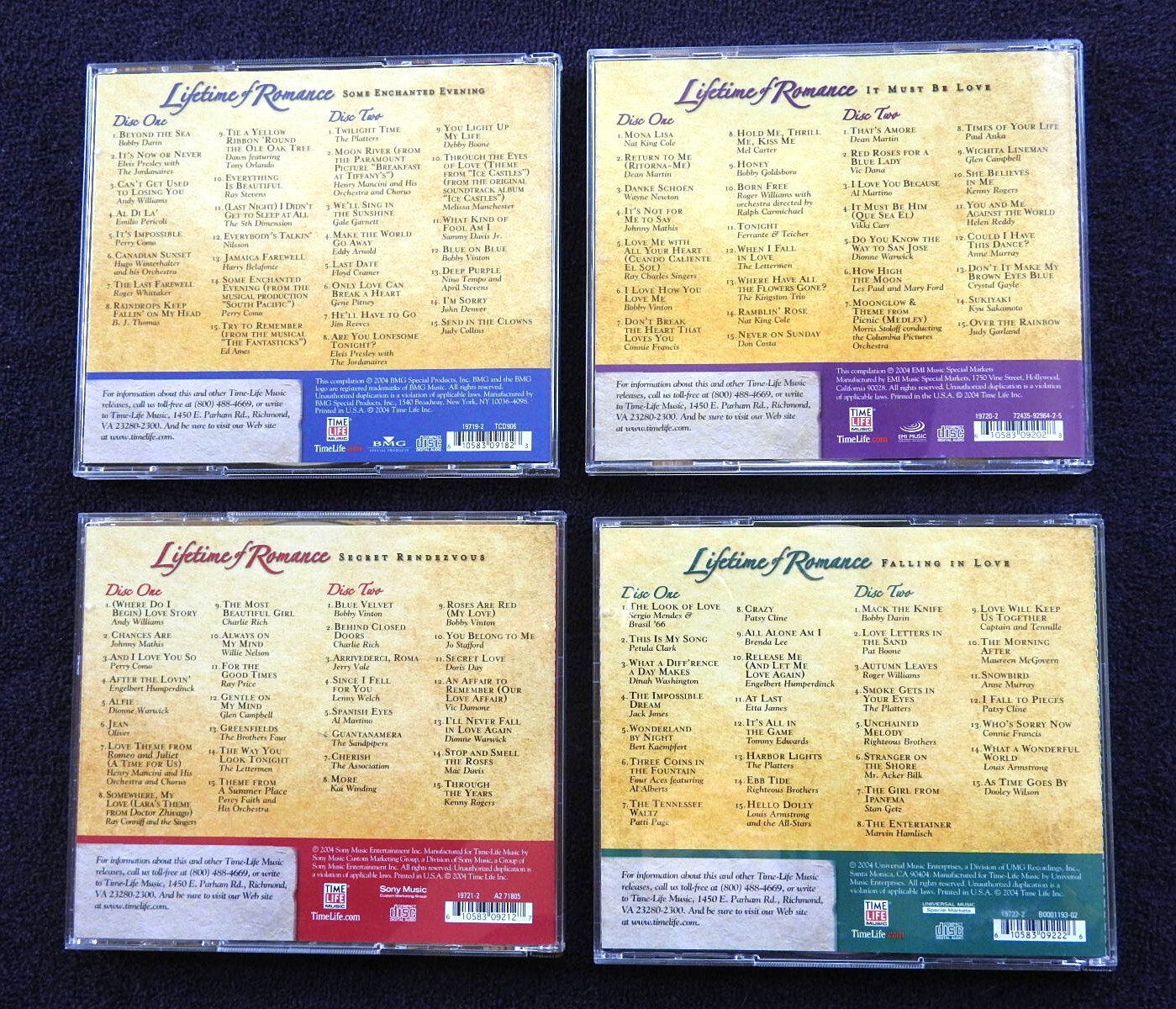 Lifetime of Romance - 8 CDs / 120 Songs of the 1950s-80s; Original Artists - VGC