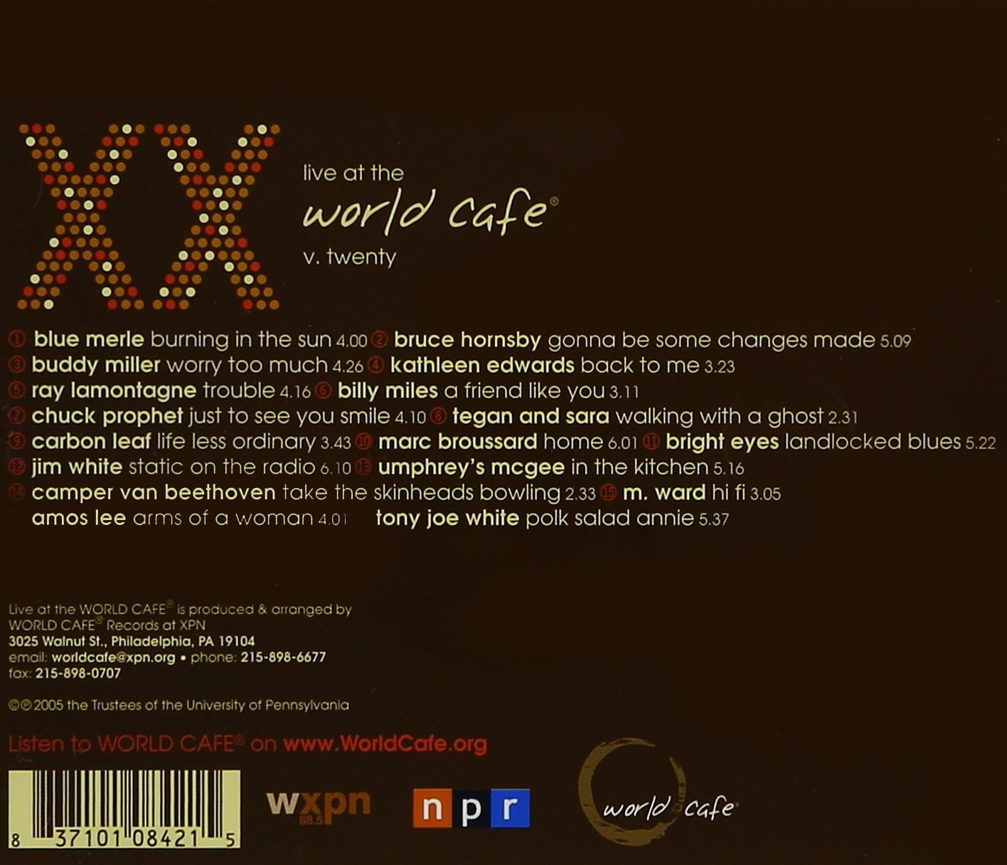 Various Artists Live at the World Cafe, Vol. 20 (CD)