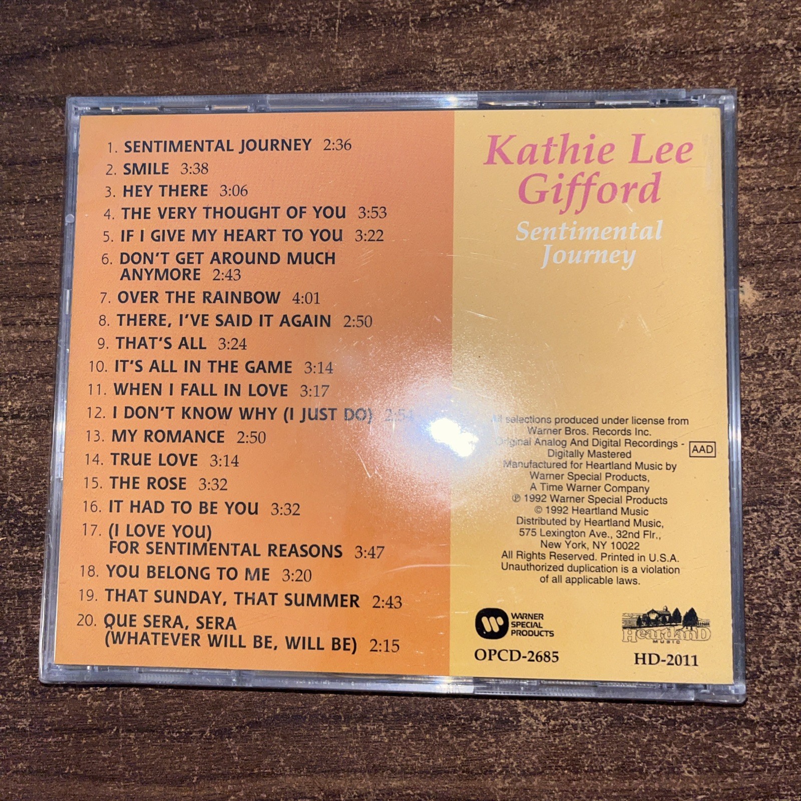 Kathie Lee Gifford – Sentimental Journey (CD, 1992) Easy Listening Pop - Sealed
