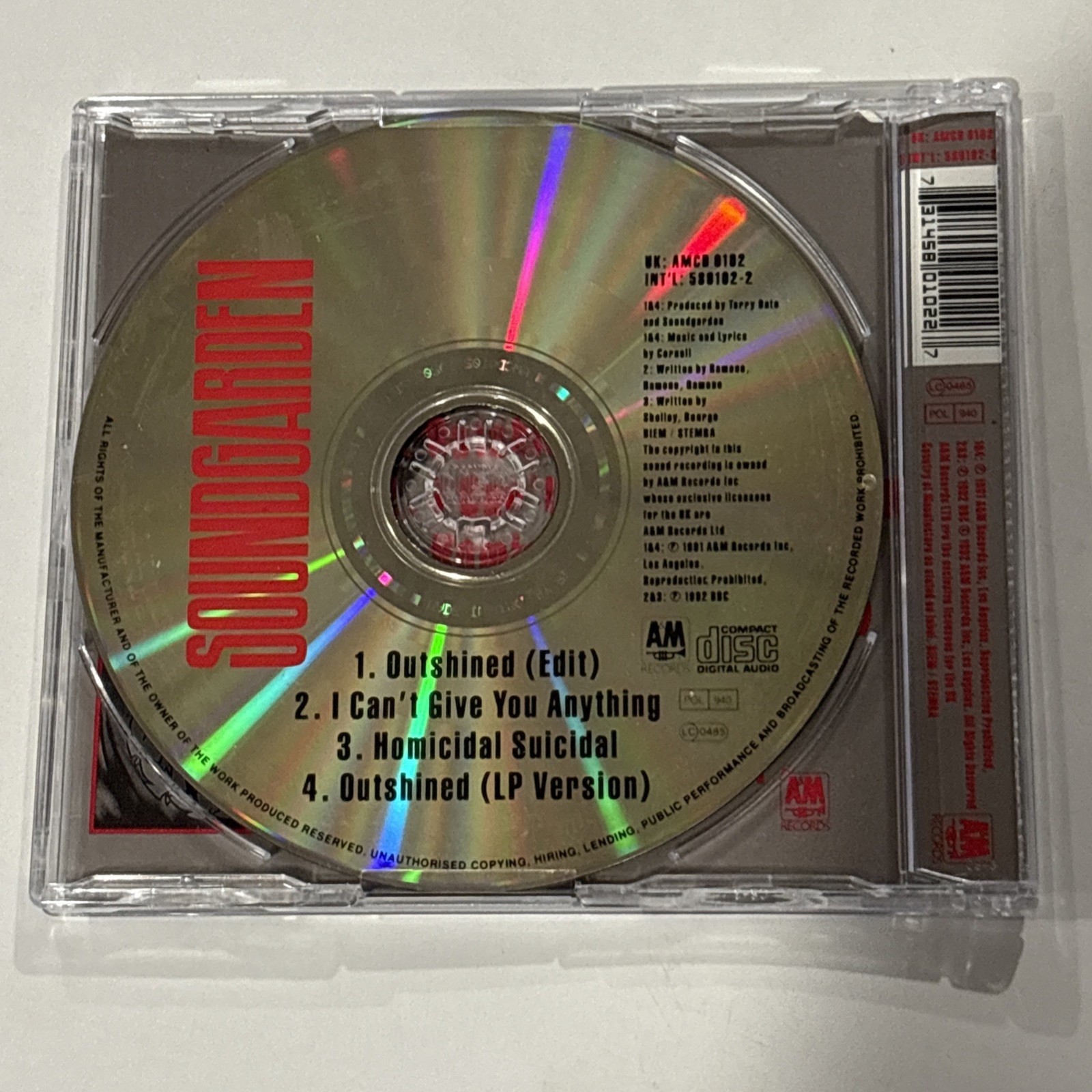 Soundgarden - Outshined CD Single 1992 Import 4 Tracks - RARE *PLAY TESTED