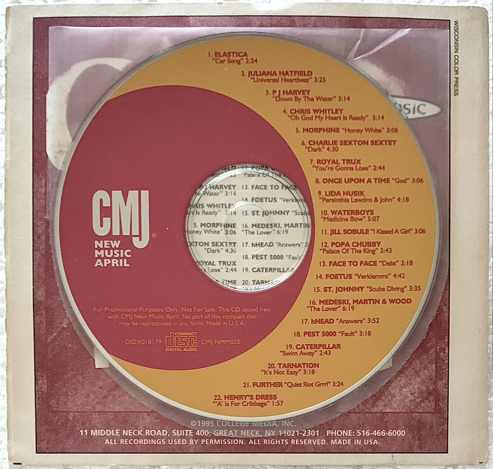 CMJ-New Music June Sampler-Volume 20 (1995) Sampler Promo-22 Tracks