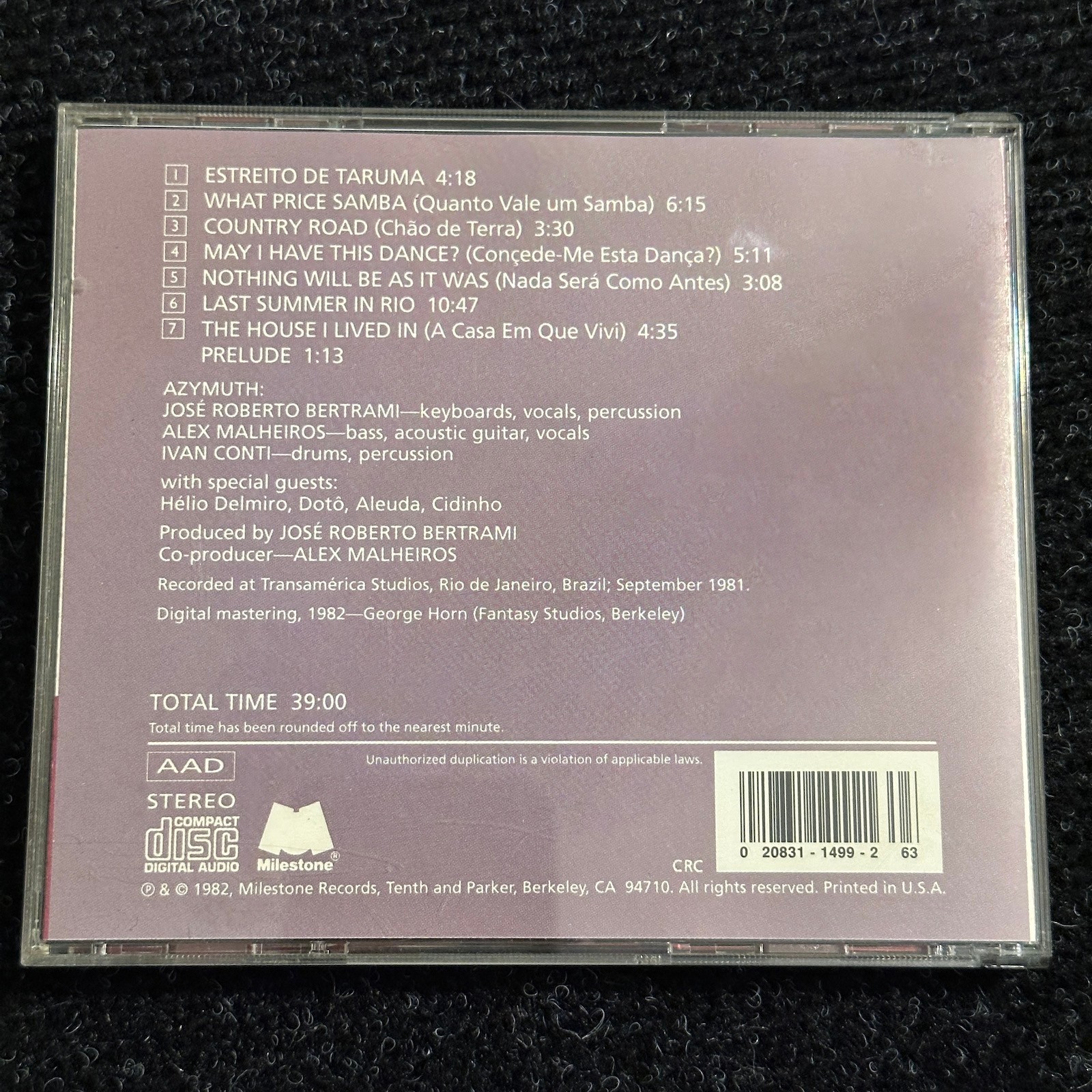 Azymuth Telecommunication CD 1990s Club Edition Milestone Reissue Jazz Fusion