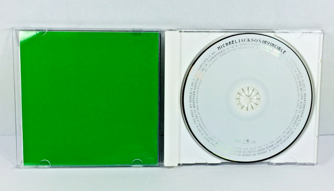 MICHAEL JACKSON "INVINCIBLE" (2001) CD (ALBUM) RARE GREEN COVER (EPIC RECORDS)++