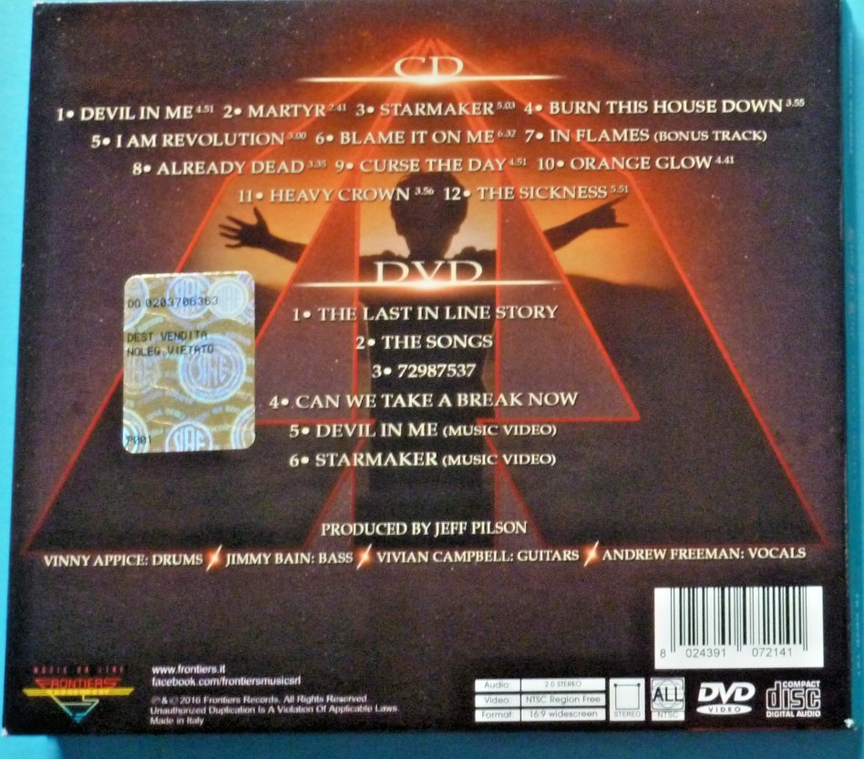 Last In Line - Heavy Crown Rock (2016 Frontiers Records.)Deluxe Edition. CD+DVD
