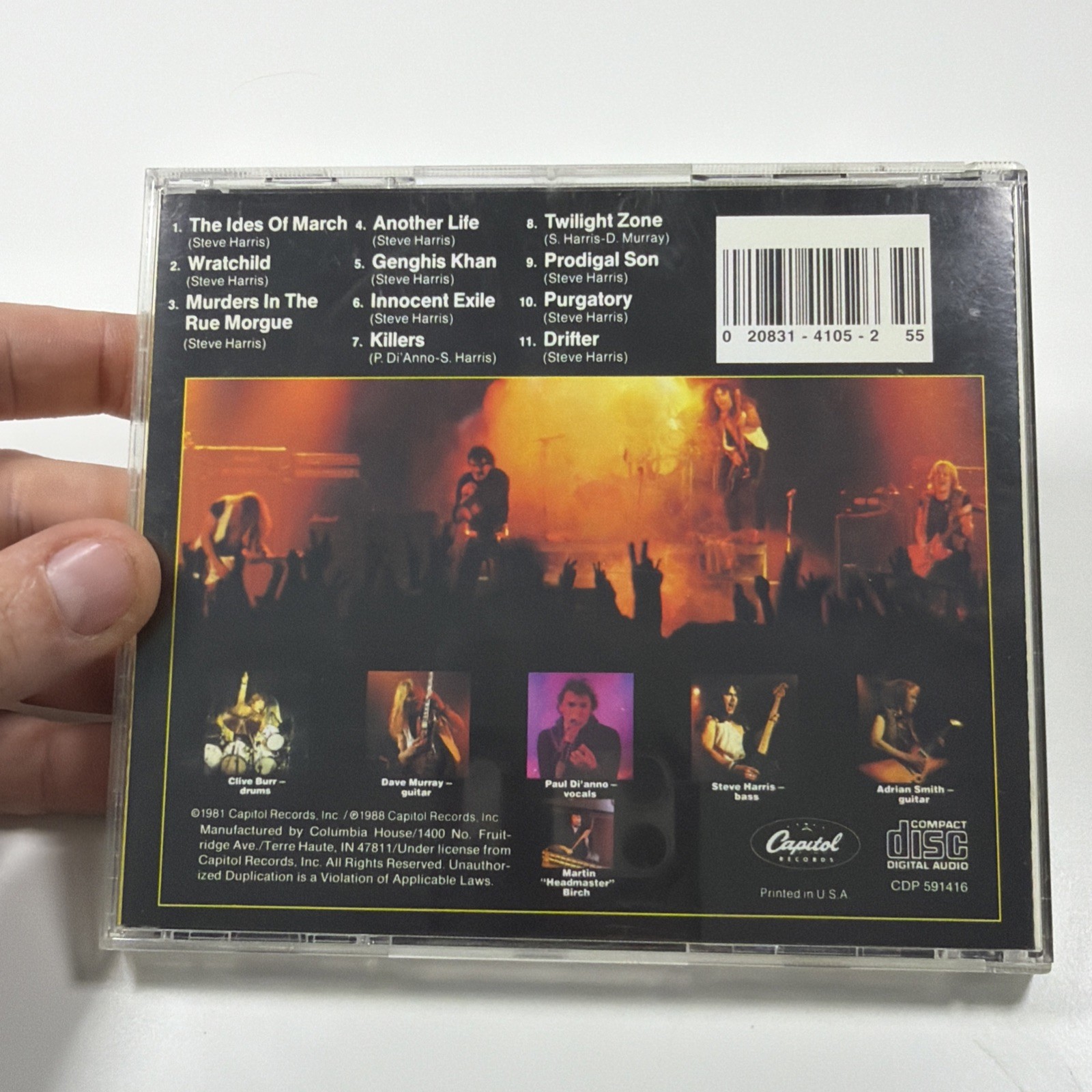 Iron Maiden Killers CD Capitol Early Pressing Paul Di'Anno Metal Mint Disc Rare