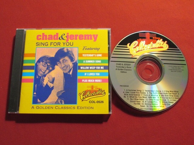 CHAD & JEREMY YESTERDAY'S GONE: A GOLDEN CLASSICS EDITION 18 TRK COLLECTABLES CD