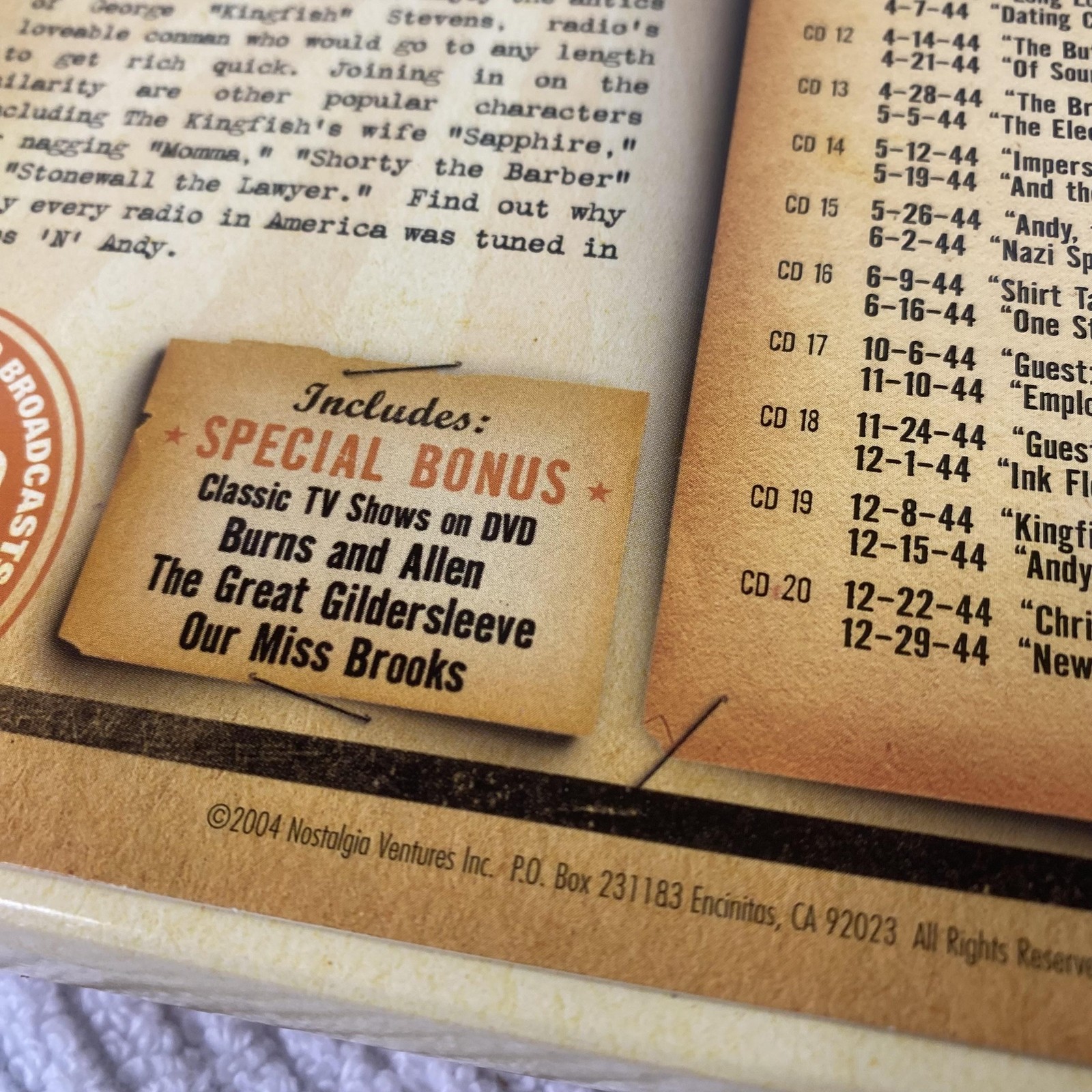 Amos 'n' Andy Old Time Radio Shows 20 CD Library Box Set 40 Shows 20 Hours