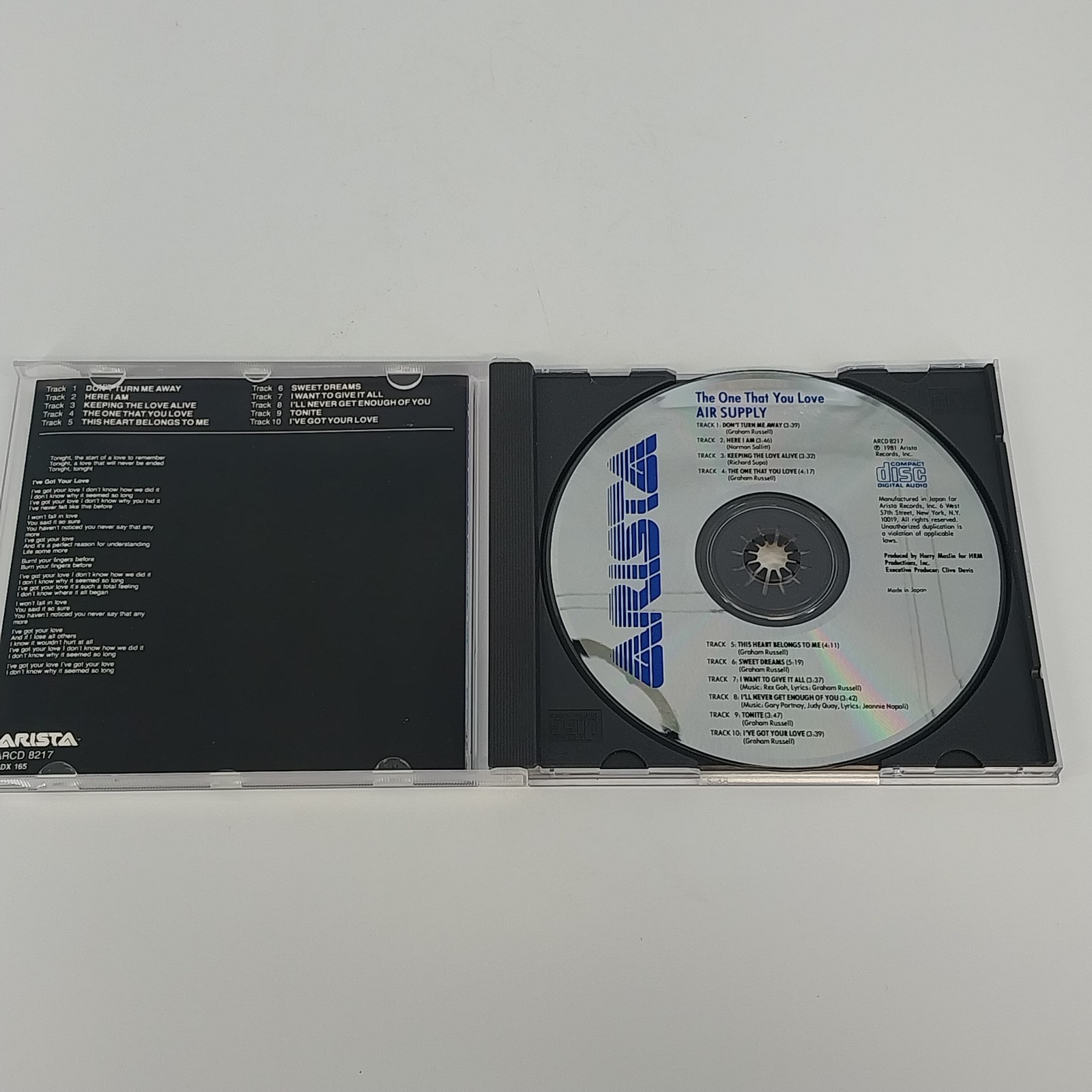 Air Supply The One That You Love CD 1981 Arista Records Soft Rock Pop Japan