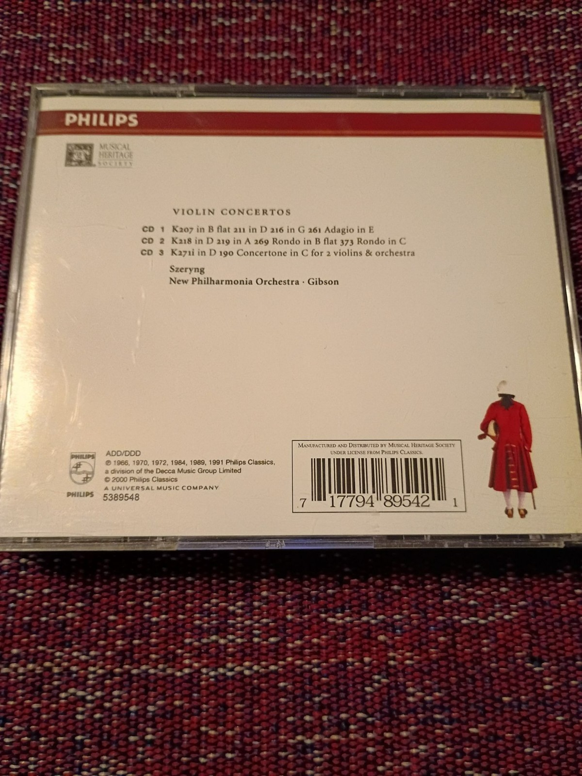 Wolfgang Amadeus Mozart Violin Concertos CD Set By Philips