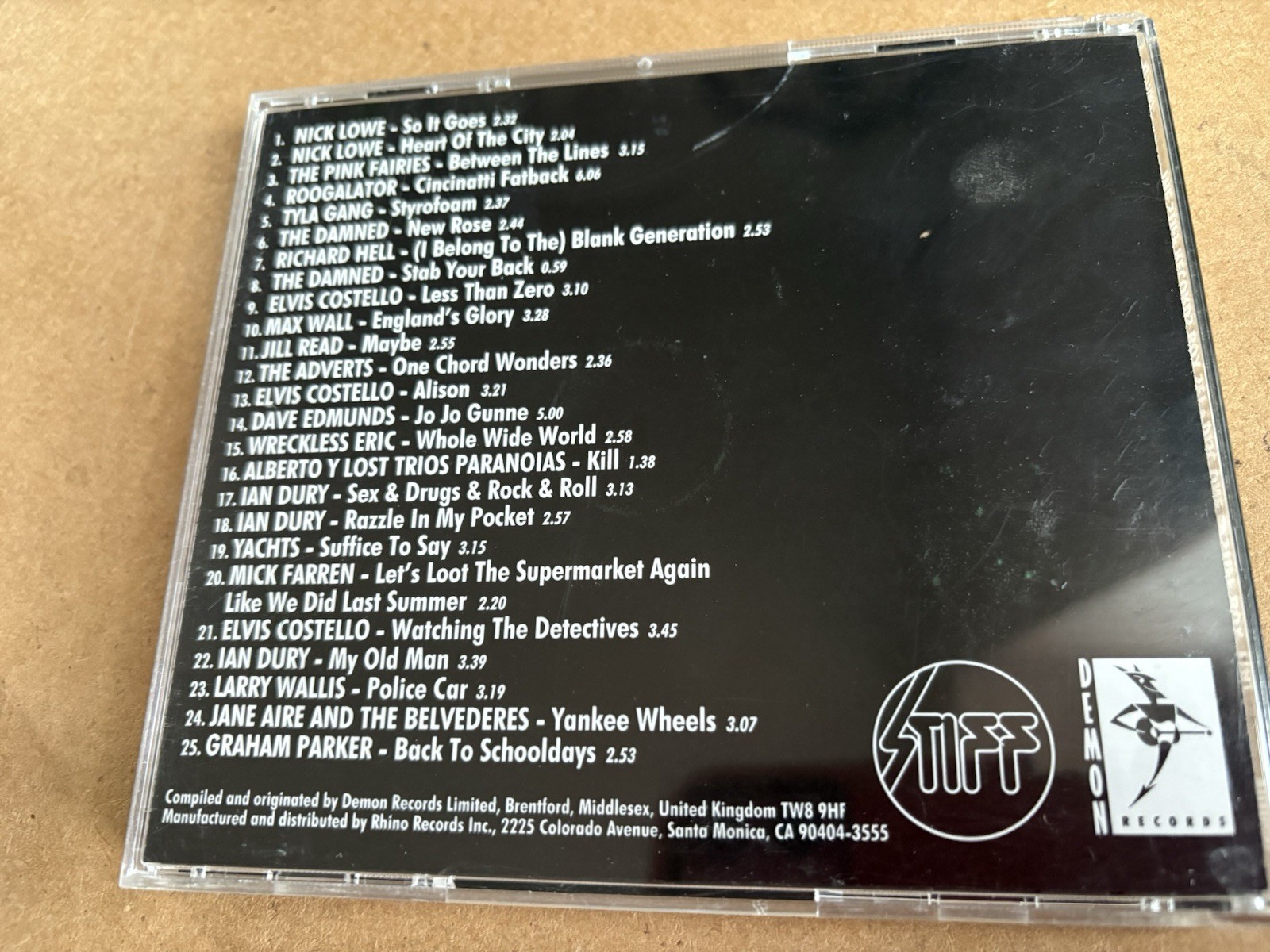 The Stiff Records Box Set 4 CD 3 mint discs 1 scuffed disc see pics we are Devo