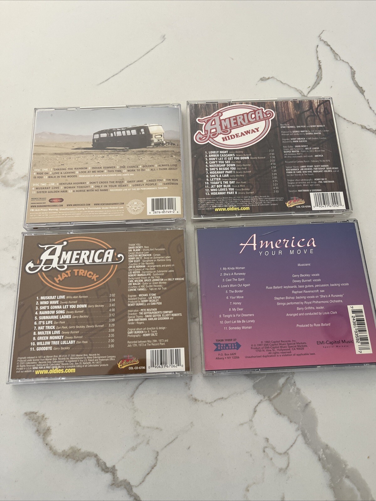 Lot of 4 America CDs Here & Now + Hideaway + Hat Trick + Your Move 59 Tracks!!!