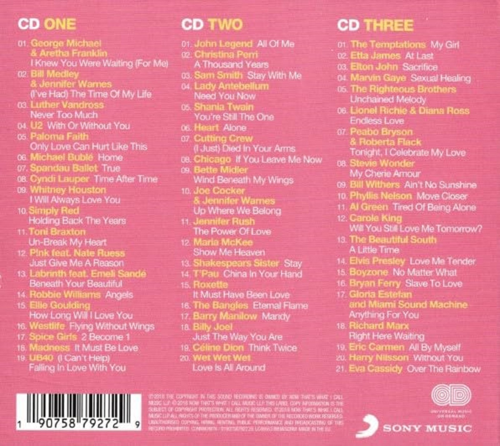 Various Artists: Now That's What I Call Love Songs (3-CD SET) NEW