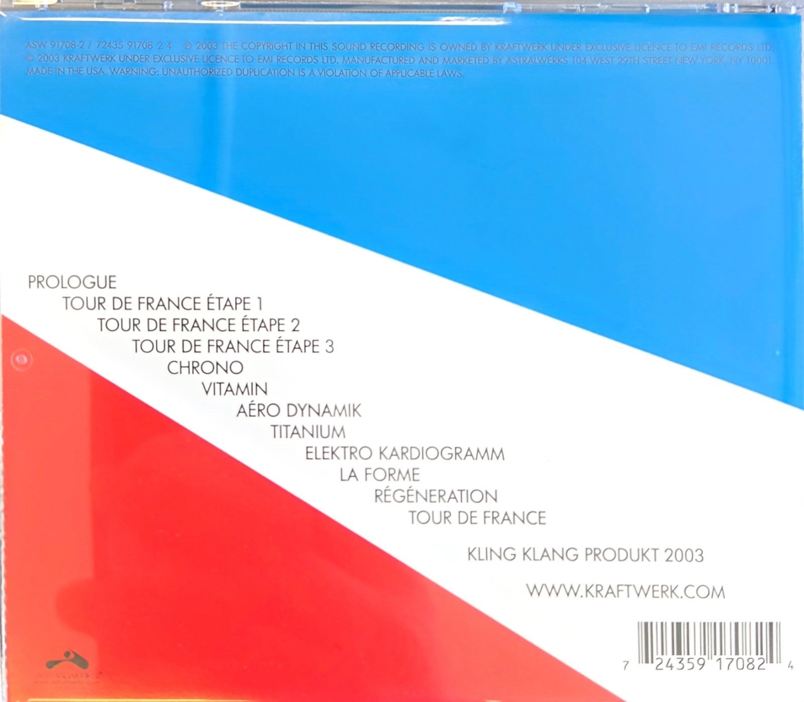 Kraftwerk - Tour De France Soundtracks (2003, Astralwerks) CD VG