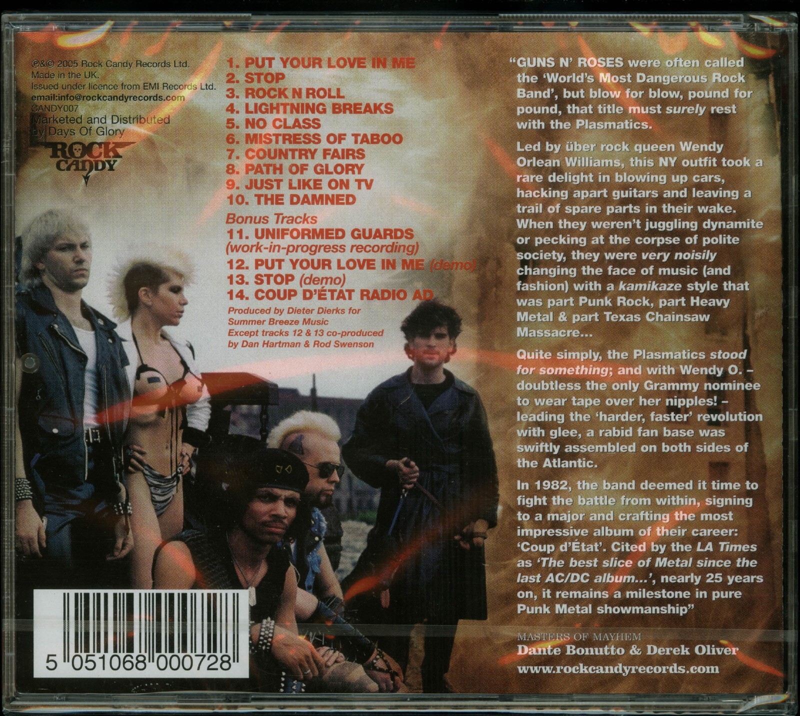 Plasmatics Coup D'Etat CD new Rock Candy Records Wendy O Williams