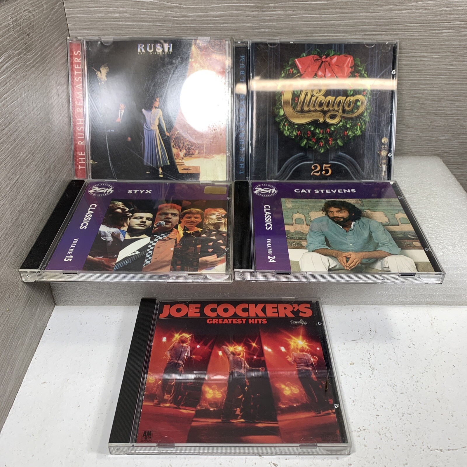 5 CD Lot 1970’s - Classic Rock - Styx Cat Stevens Chicago Rush Joe Cocker