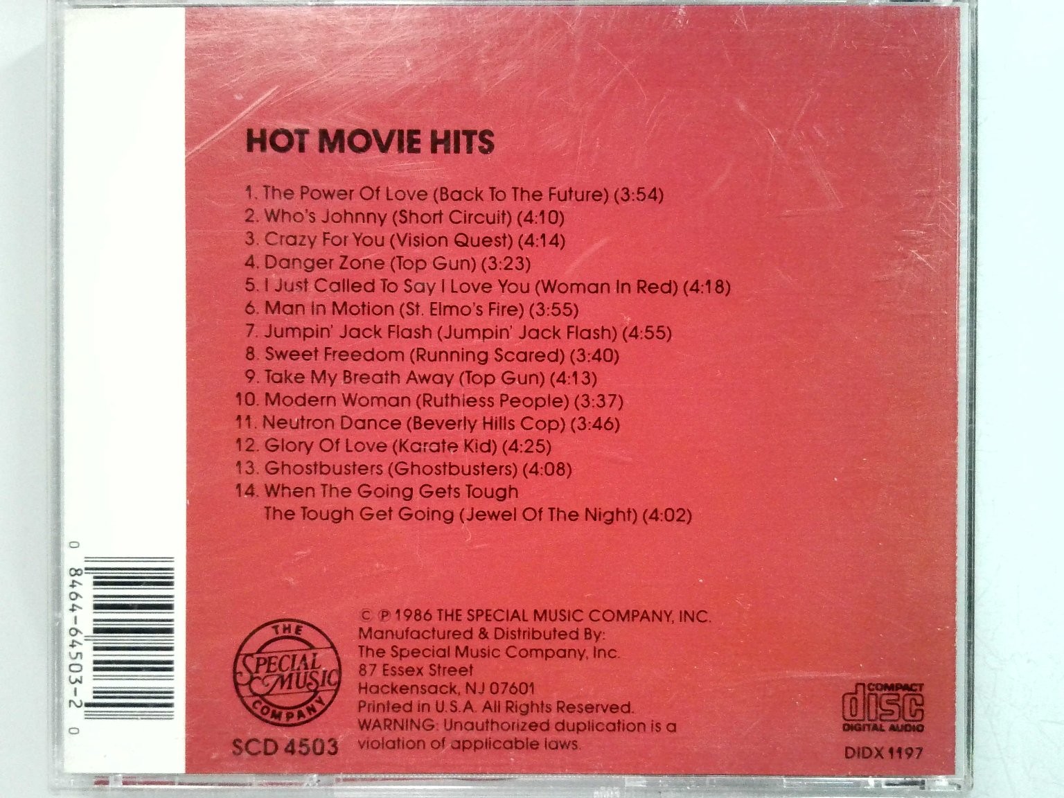 The Beat Street Band – Hot Movie Hits CD 1986 Covers Pop Soundtrack Special