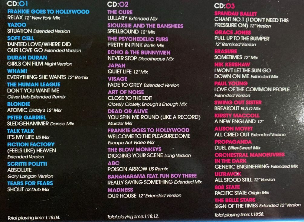 EXTENDED 80s THE DIFINITIVE 12" COLLECTION, 3-CDs JUST UNDER 4 HOURS OF AWESOME!