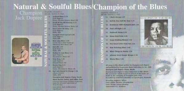 JACK DUPREE Natural & Soulful Blues / Champion Of The Blues 2 albums on 1 CD
