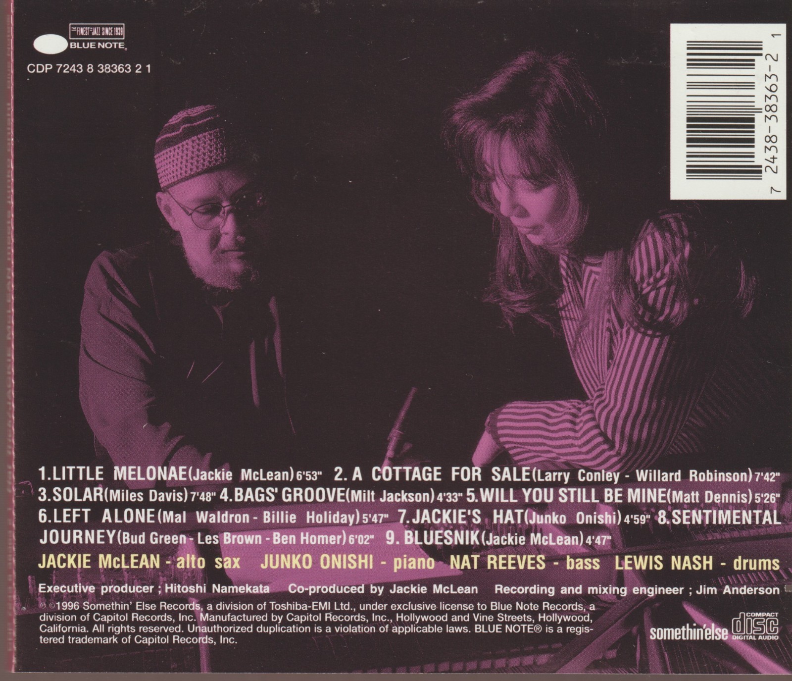 JACKIE MCLEAN MEETS JUNKO ONISHI CD: "HAT TRICK" 1996
