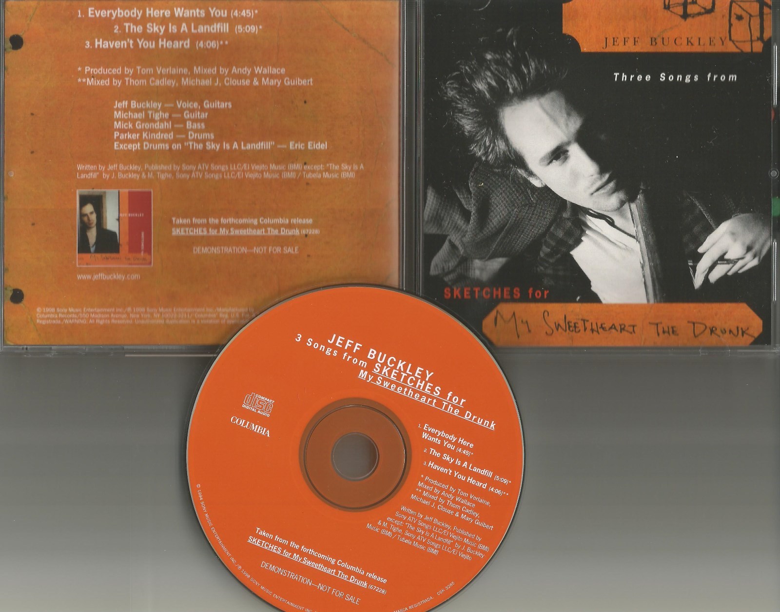 JEFF BUCKLEY 1998 Rare 3 TRK SAMPLER USA PROMO Radio DJ CD single MINT CSK 3285