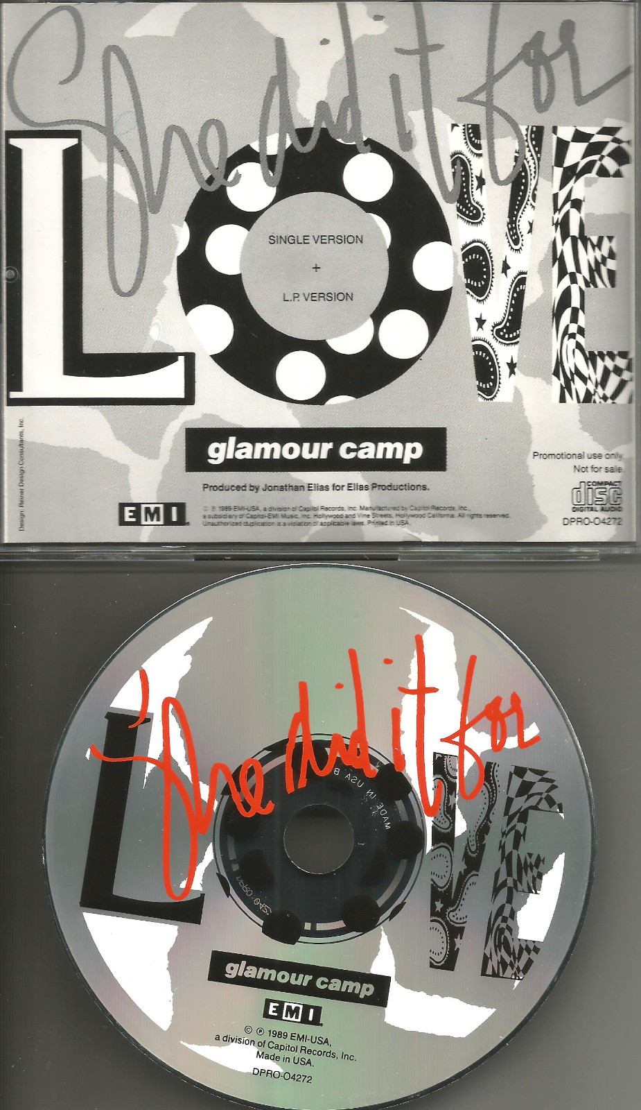 Ric ocasek of the cars son GLAMOUR CAMP She Did it RARE SINGLE VERSION PROMO CD