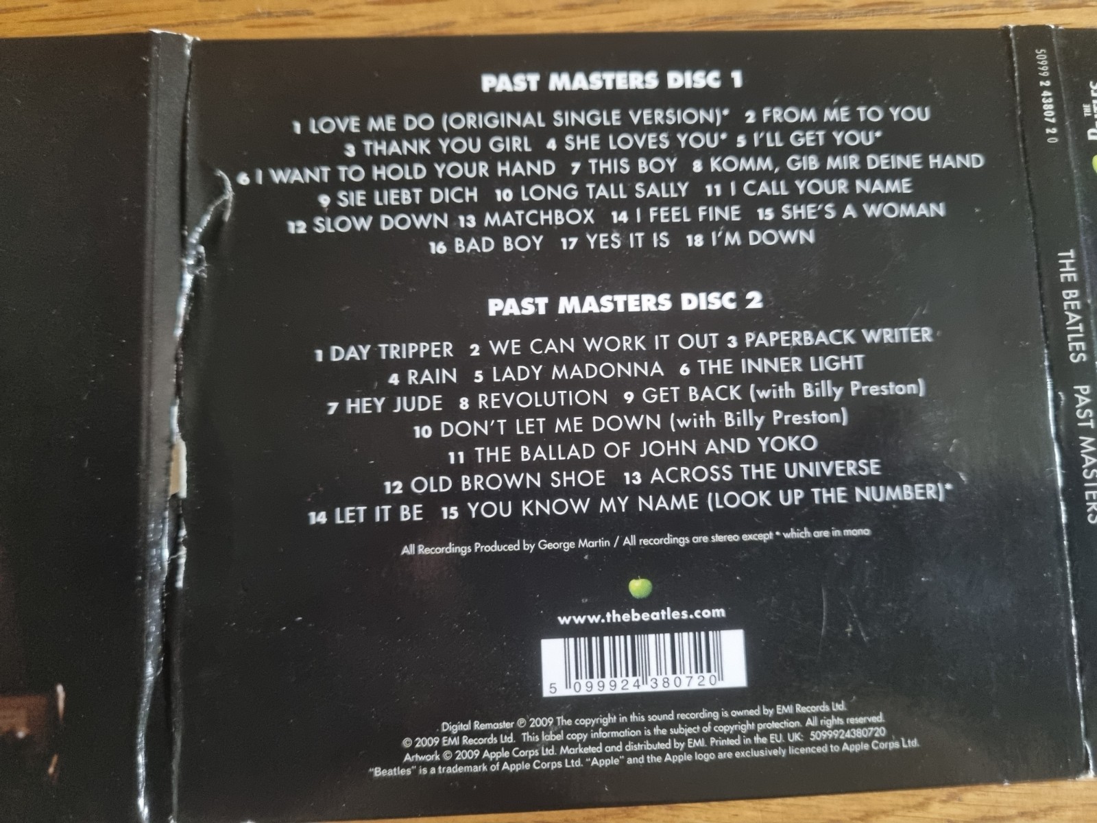 The Beatles – Past Masters 2009 2 x CD Apple Records 50999 2 43807 2 0