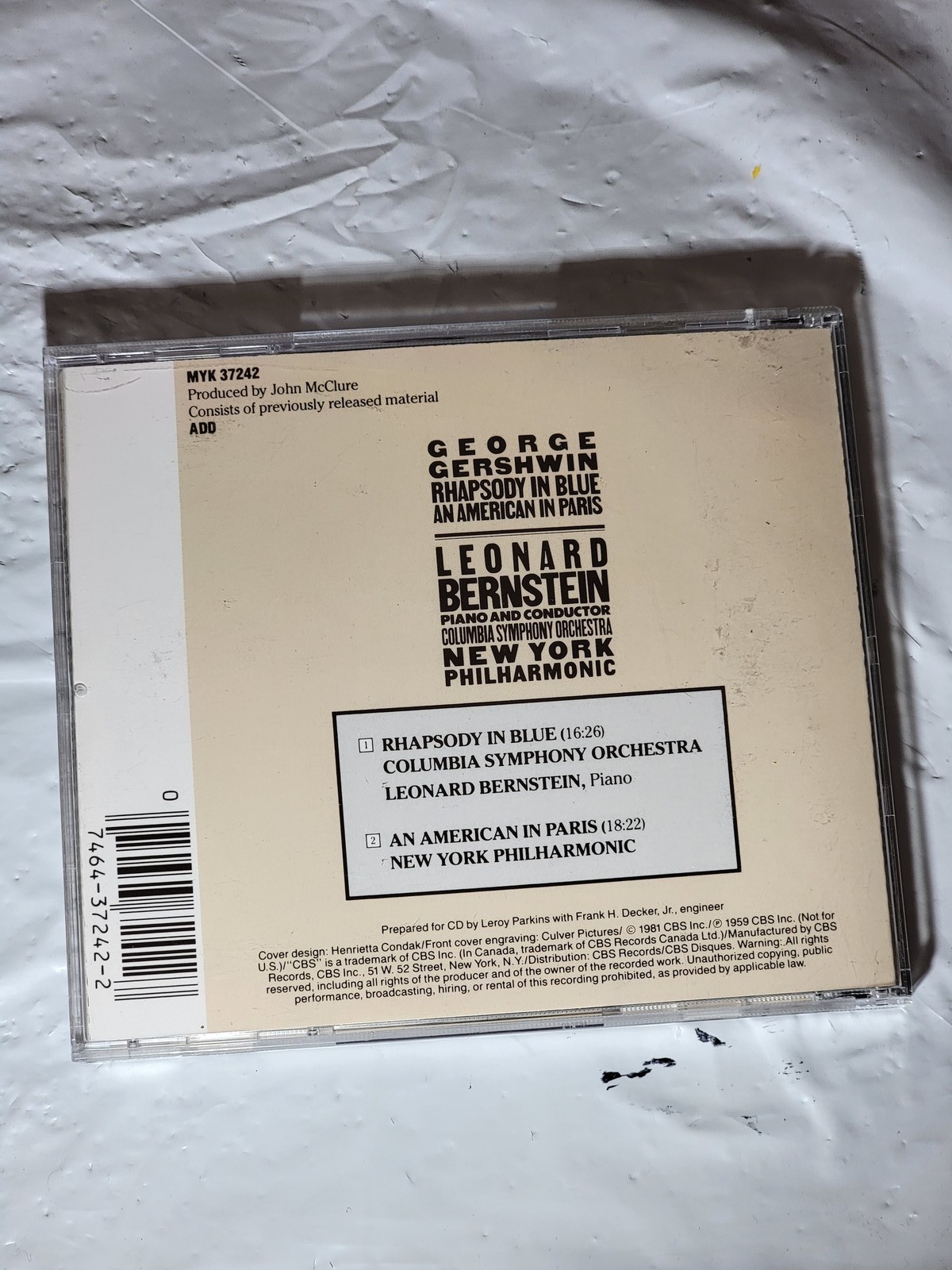 George Gershwin Rhapsody in Blue Bernstein CD Great Performances