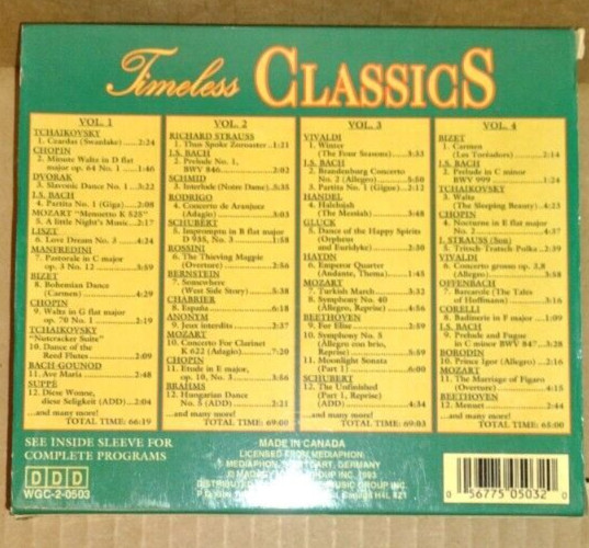 Classical Music Complete Set "Timeless Classics" 4 CDs - 4 hours
