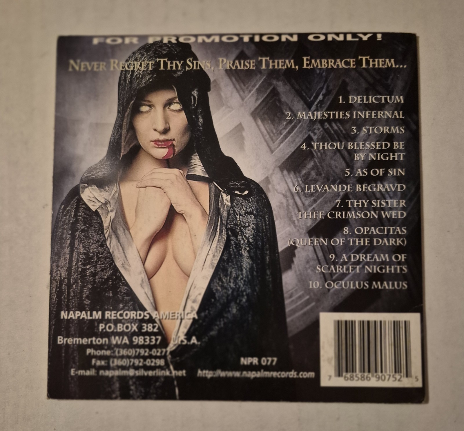 Siebenbürgen Promo CD Delictum Black/Gothic Metal Napalm Records 2000 NPR 077