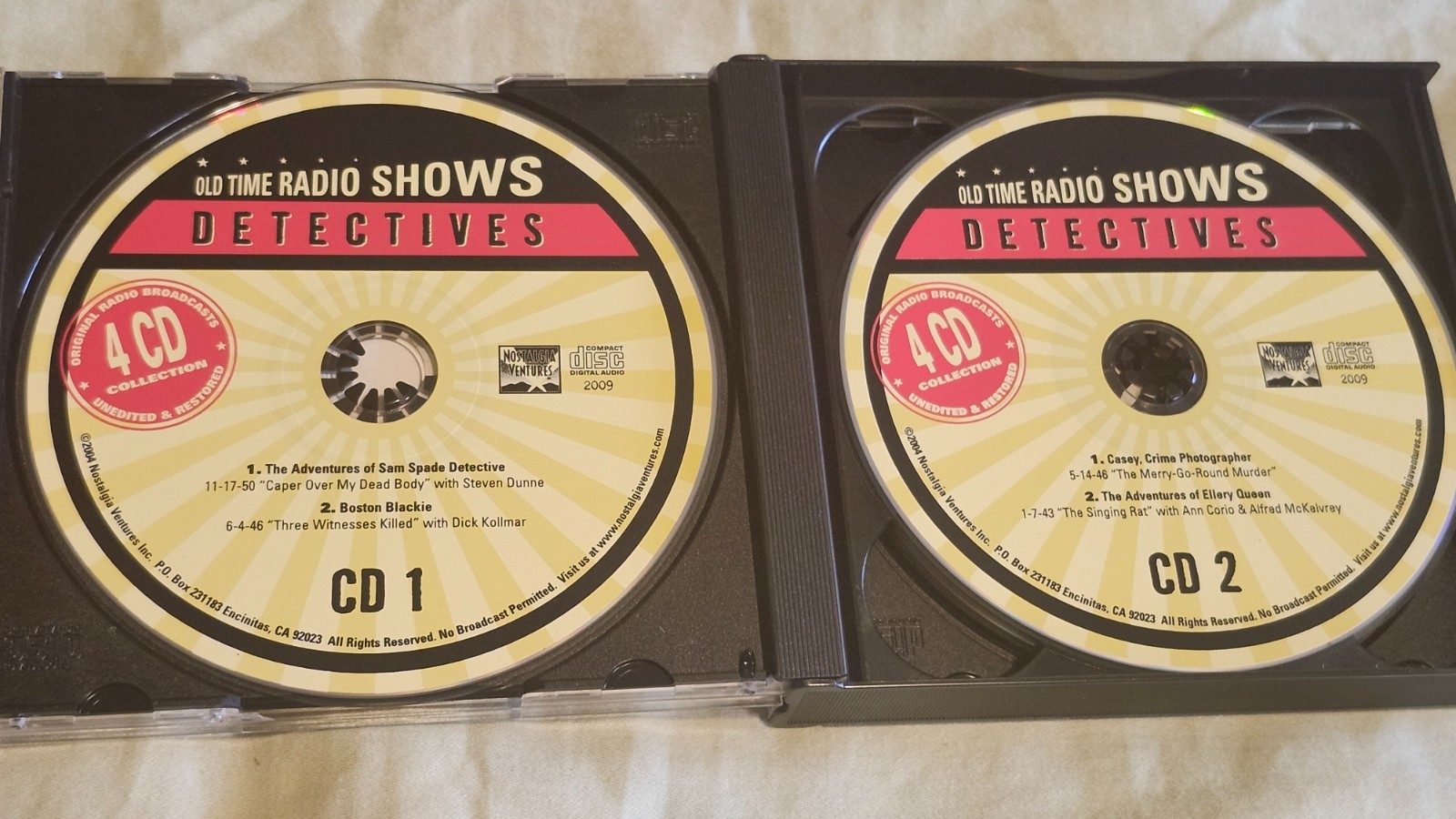 Lot of 2 CD Sets: Old Time Radio Shows: Detectives & All Time Favorites-preowned