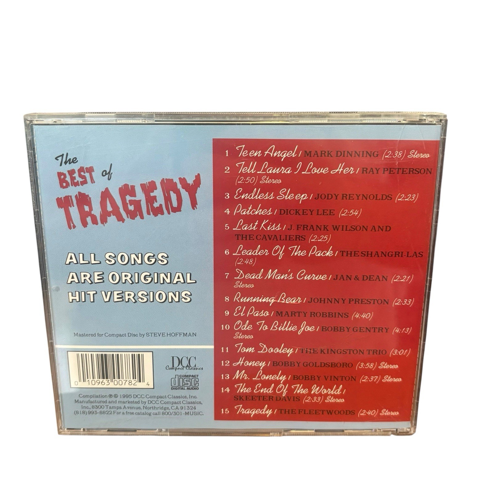 The Best of Tragedy 1995 CD (Sad Songs)/ Shangri-Las, Bobby Goldsboro DCC RARE