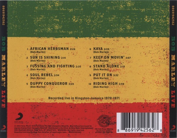 BOB MARLEY LIVE CD