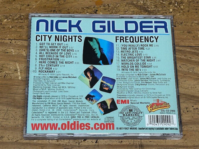 Nick Gilder - City Nights/Frequency CD. Rare & out of print 2006 on Collectables