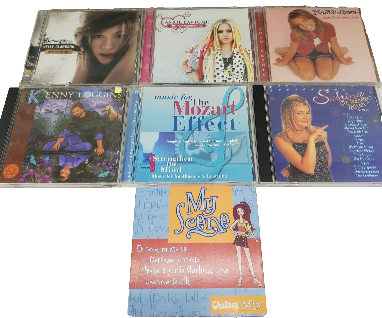 1990s CDs Britney Avril Sabrina Mozart Effect My Scene Loggins Pooh Corner Kelly