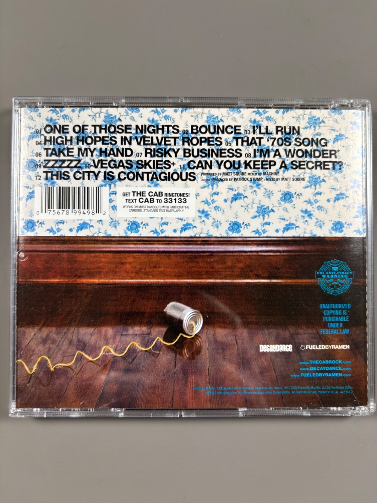 The Cab: Whisper War Audio CD 2008 Fueled by Ramen