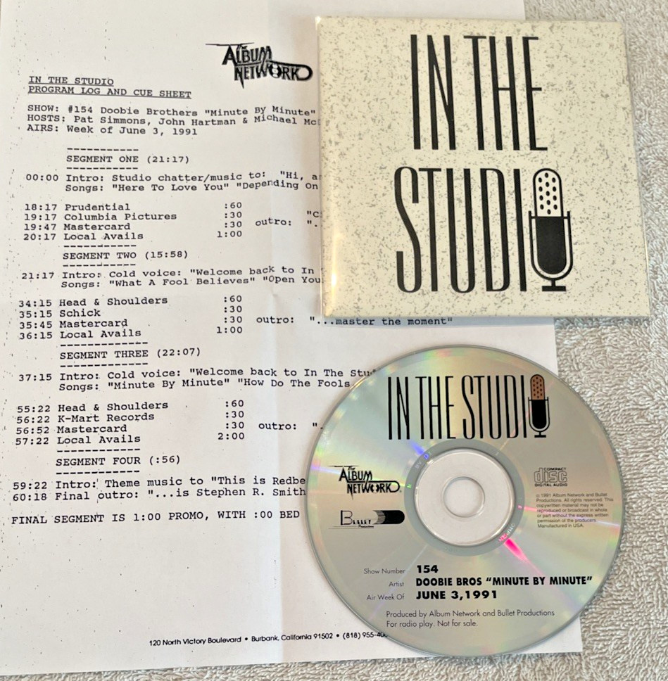 Doobie Brothers Minute By Minute "In The Studio" Radio Show # 154 with Cue Sheet