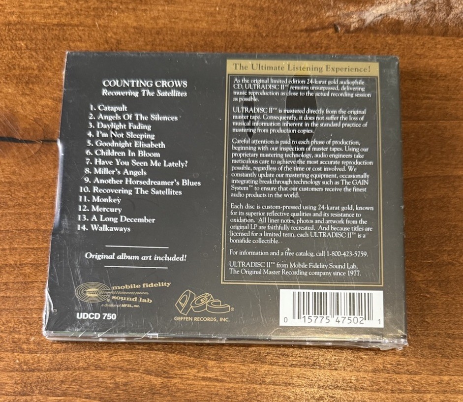 RARE SEALED OLD STOCK COUNTING CROWS RECOVERING SATELLITES 24K GOLD CD