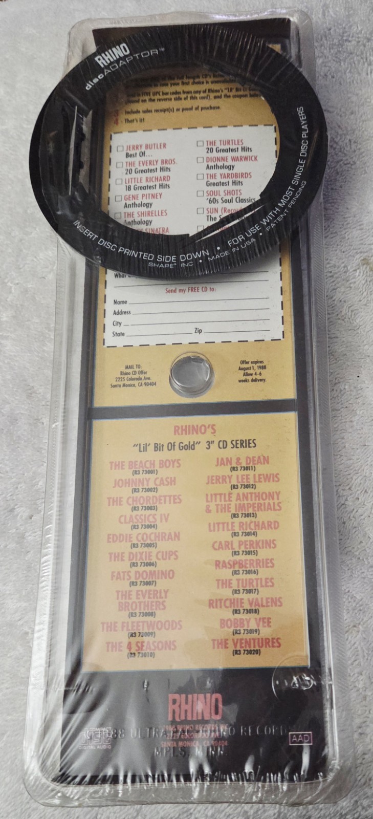 THE DIXIE CUPS Lil Bit of Gold LIMITED 1988 MINI 3 INCH CD Single GOLD DISC CD3
