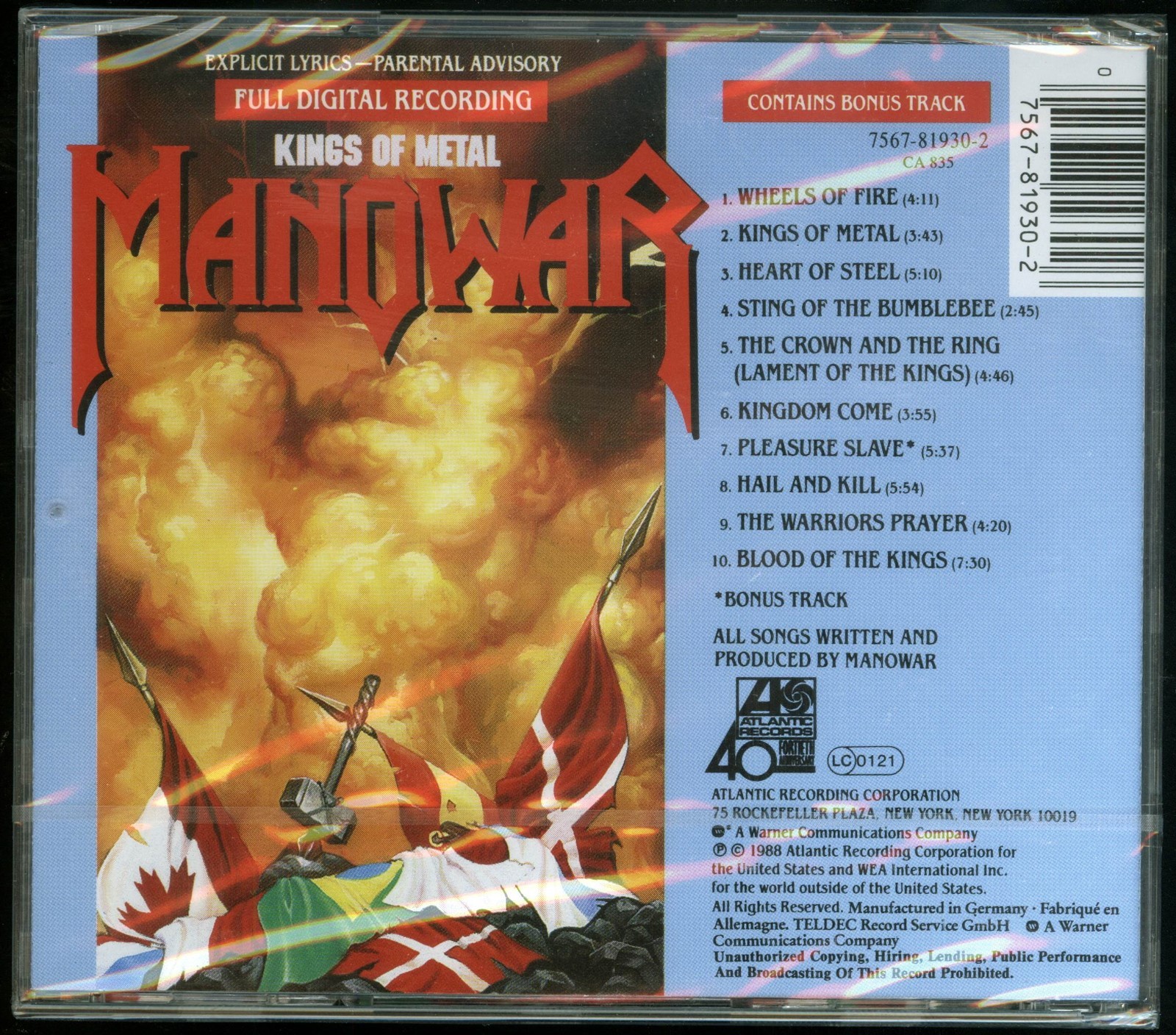 Manowar Kings Of Metal German Press CD new Heavy Metal Power Metal